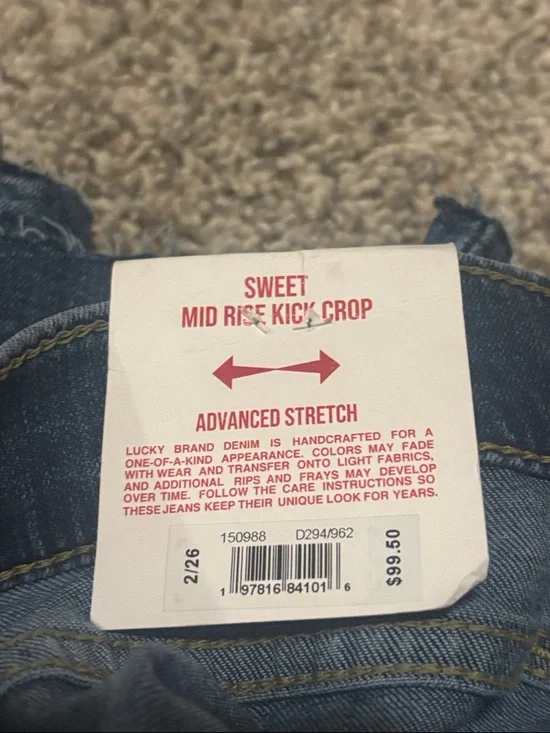NWT Lucky Brand Sweet Mid Rise Kick Crop Jeans 26 - Picture 9 of 10
